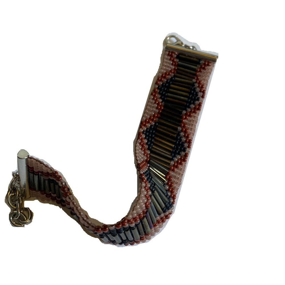 Unique Hand Beaded Brown and Black Bracelet